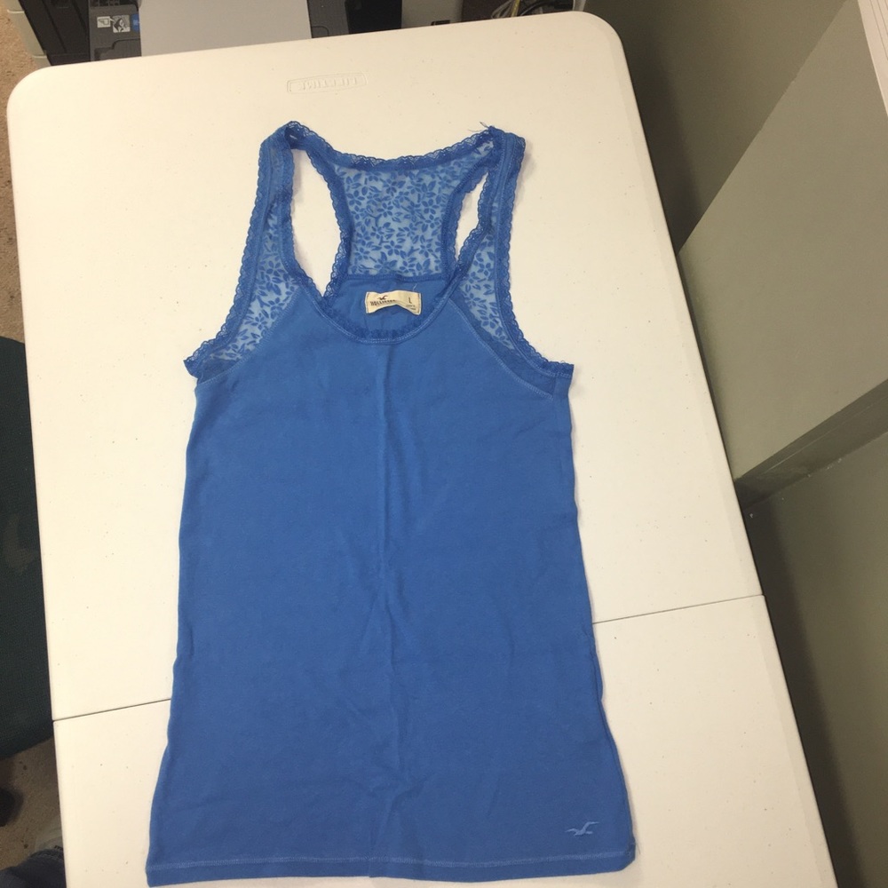 Blue Hollister tank top with lace detail